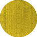 Round Machine Washable Abstract Yellow Contemporary Rug, wshcon2380yw