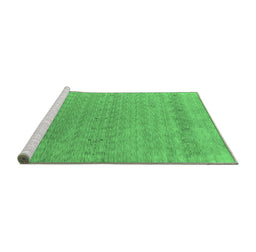 Sideview of Machine Washable Abstract Emerald Green Contemporary Area Rugs, wshcon2380emgrn
