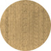 Round Abstract Brown Contemporary Rug, con2380brn