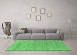 Machine Washable Abstract Emerald Green Contemporary Area Rugs in a Living Room,, wshcon2380emgrn