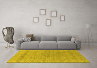 Machine Washable Abstract Yellow Contemporary Rug, wshcon2380yw