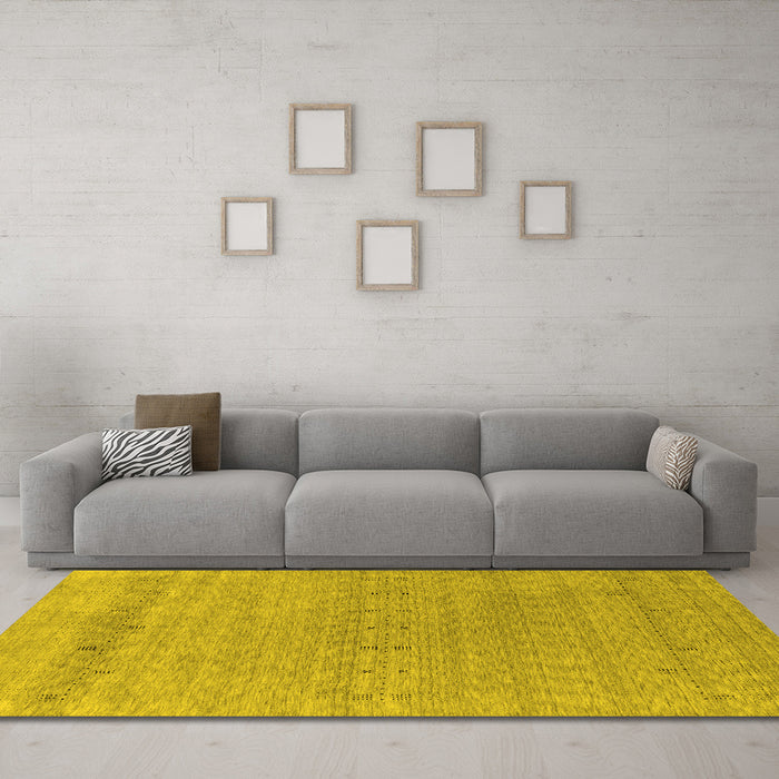 Machine Washable Abstract Yellow Contemporary Rug in a Living Room, wshcon2380yw