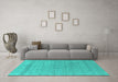 Machine Washable Abstract Turquoise Contemporary Area Rugs in a Living Room,, wshcon2380turq