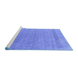Sideview of Machine Washable Abstract Blue Contemporary Rug, wshcon2380blu