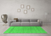 Machine Washable Abstract Green Contemporary Rug, wshcon2380grn