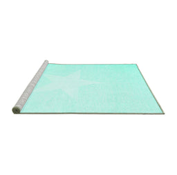 Sideview of Machine Washable Solid Turquoise Modern Area Rugs, wshcon2381turq