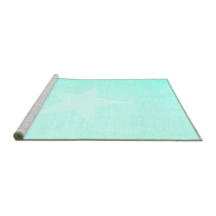 Sideview of Machine Washable Solid Turquoise Modern Area Rugs, wshcon2381turq