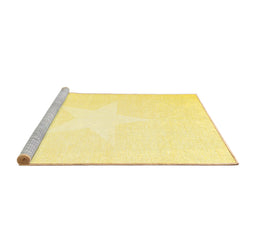 Sideview of Machine Washable Solid Yellow Modern Rug, wshcon2381yw