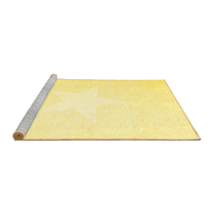 Sideview of Machine Washable Solid Yellow Modern Rug, wshcon2381yw