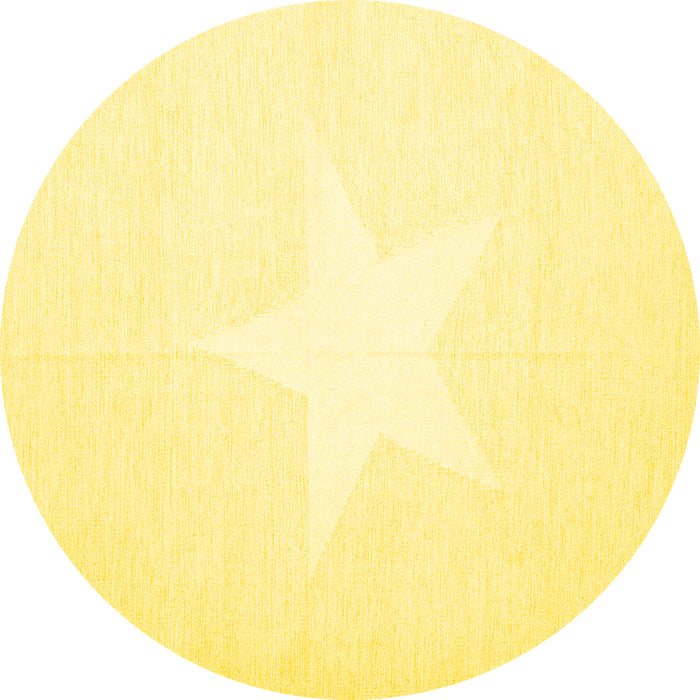 Round Solid Yellow Modern Rug, con2381yw