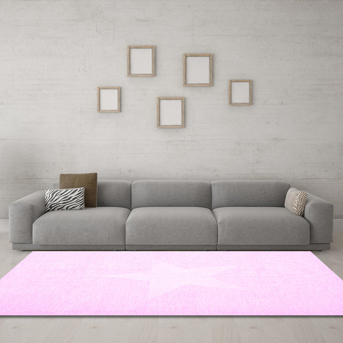 Machine Washable Solid Pink Modern Rug in a Living Room, wshcon2381pnk
