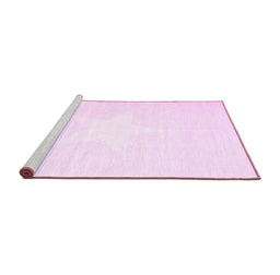 Sideview of Machine Washable Solid Pink Modern Rug, wshcon2381pnk