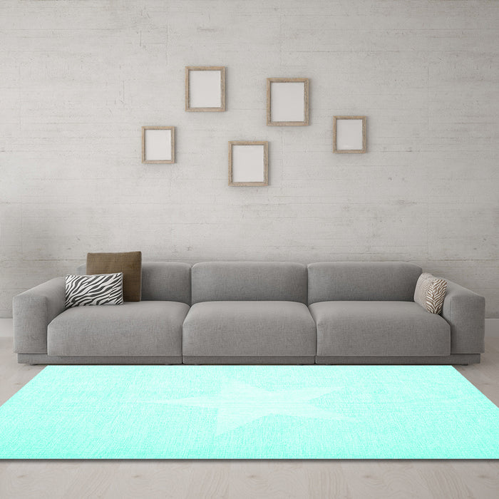 Machine Washable Solid Turquoise Modern Area Rugs in a Living Room,, wshcon2381turq