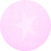 Round Machine Washable Solid Pink Modern Rug, wshcon2381pnk