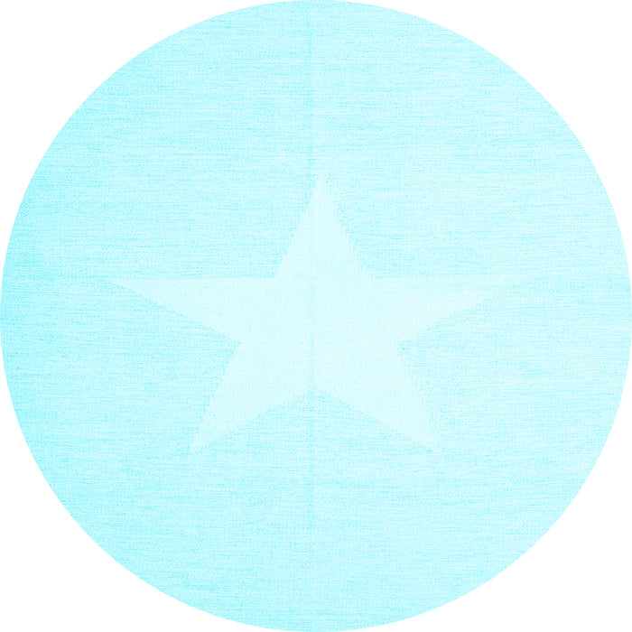 Round Machine Washable Solid Light Blue Modern Rug, wshcon2381lblu