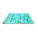 Sideview of Machine Washable Abstract Turquoise Contemporary Area Rugs, wshcon2382turq