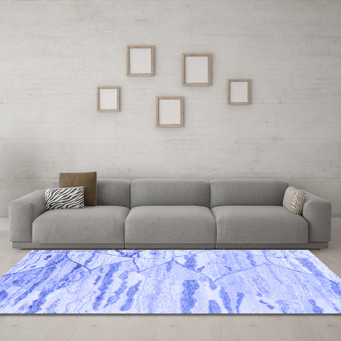 Machine Washable Abstract Blue Contemporary Rug in a Living Room, wshcon2382blu