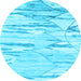 Round Abstract Light Blue Contemporary Rug, con2382lblu