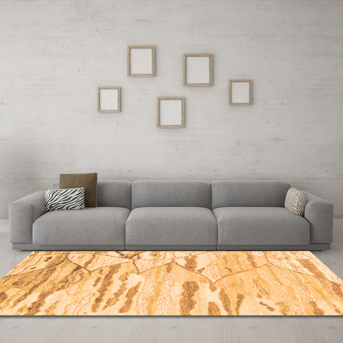 Machine Washable Abstract Orange Contemporary Area Rugs in a Living Room, wshcon2382org