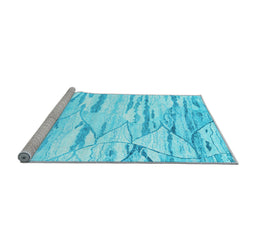 Sideview of Machine Washable Abstract Light Blue Contemporary Rug, wshcon2382lblu
