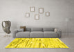 Machine Washable Abstract Yellow Contemporary Rug in a Living Room, wshcon2382yw