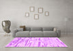 Machine Washable Abstract Pink Contemporary Rug in a Living Room, wshcon2382pnk