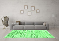 Machine Washable Abstract Emerald Green Contemporary Rug, wshcon2382emgrn