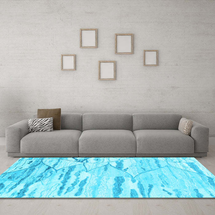 Machine Washable Abstract Light Blue Contemporary Rug in a Living Room, wshcon2382lblu