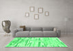 Machine Washable Abstract Green Contemporary Area Rugs in a Living Room,, wshcon2382grn