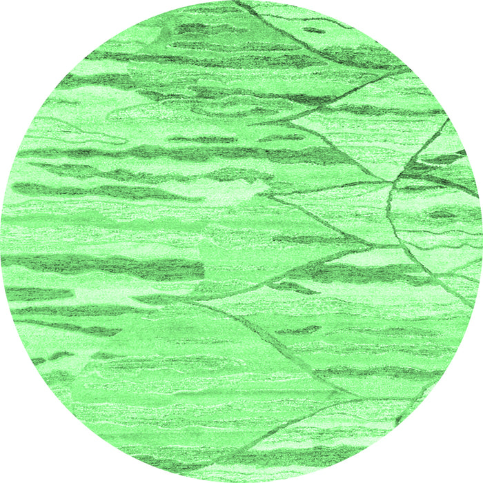 Round Abstract Emerald Green Contemporary Rug, con2382emgrn