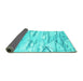 Sideview of Abstract Turquoise Contemporary Rug, con2382turq