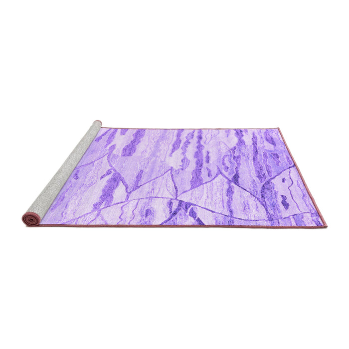 Sideview of Machine Washable Abstract Purple Contemporary Area Rugs, wshcon2382pur