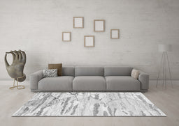 Machine Washable Abstract Gray Contemporary Rug in a Living Room,, wshcon2382gry