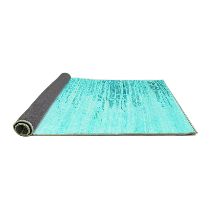 Sideview of Abstract Turquoise Contemporary Rug, con2383turq