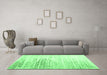 Machine Washable Abstract Emerald Green Contemporary Area Rugs in a Living Room,, wshcon2383emgrn