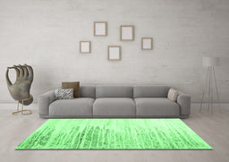 Machine Washable Abstract Emerald Green Contemporary Area Rugs in a Living Room,, wshcon2383emgrn