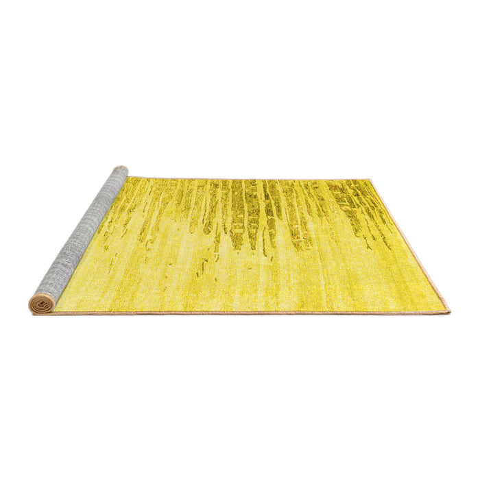 Sideview of Machine Washable Abstract Yellow Contemporary Rug, wshcon2383yw