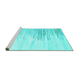 Sideview of Machine Washable Abstract Turquoise Contemporary Area Rugs, wshcon2383turq