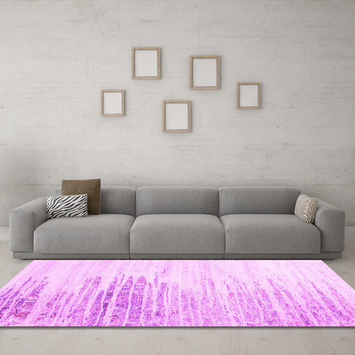 Machine Washable Abstract Pink Contemporary Rug in a Living Room, wshcon2383pnk