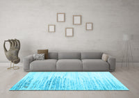 Machine Washable Abstract Light Blue Contemporary Rug, wshcon2383lblu