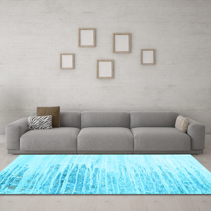Machine Washable Abstract Light Blue Contemporary Rug in a Living Room, wshcon2383lblu