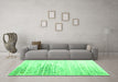 Machine Washable Abstract Green Contemporary Area Rugs in a Living Room,, wshcon2383grn