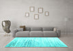 Machine Washable Abstract Turquoise Contemporary Area Rugs in a Living Room,, wshcon2383turq