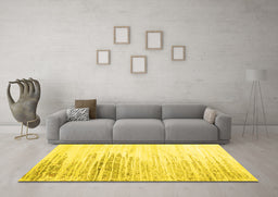 Machine Washable Abstract Yellow Contemporary Rug in a Living Room, wshcon2383yw