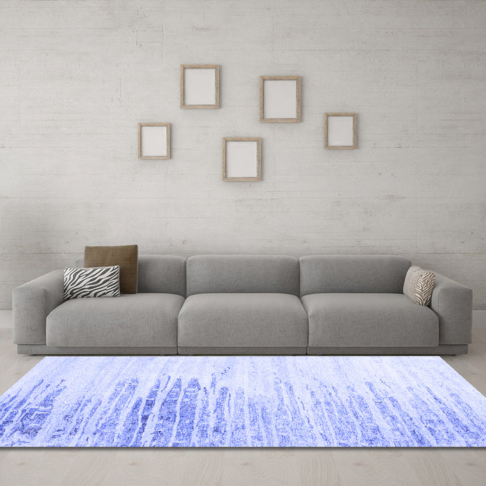 Machine Washable Abstract Blue Contemporary Rug in a Living Room, wshcon2383blu