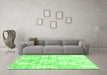 Machine Washable Abstract Green Contemporary Area Rugs in a Living Room,, wshcon2384grn