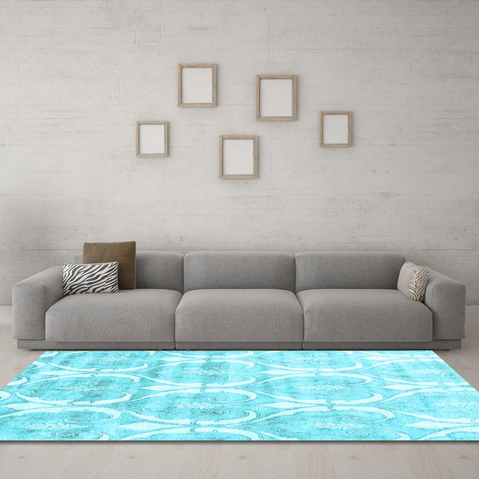 Machine Washable Abstract Light Blue Contemporary Rug in a Living Room, wshcon2384lblu