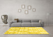 Machine Washable Abstract Yellow Contemporary Rug in a Living Room, wshcon2384yw