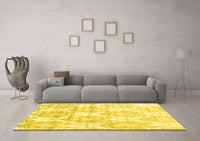 Machine Washable Abstract Yellow Contemporary Rug, wshcon2384yw