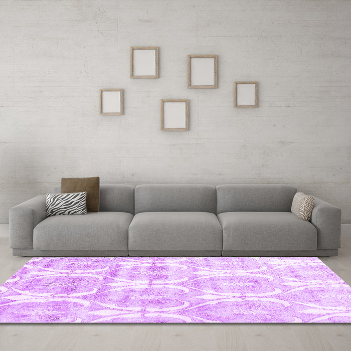 Machine Washable Abstract Purple Contemporary Area Rugs in a Living Room, wshcon2384pur
